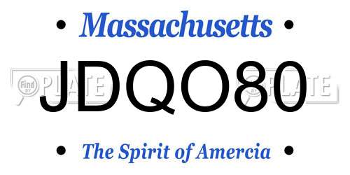 JDQO80 Massachusetts License Plate
