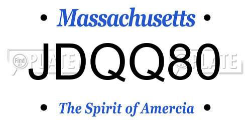 JDQQ80 Massachusetts License Plate