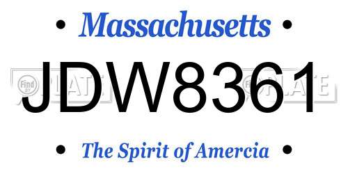 JDW8361 Massachusetts License Plate