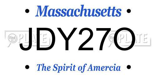 JDY27O Massachusetts License Plate