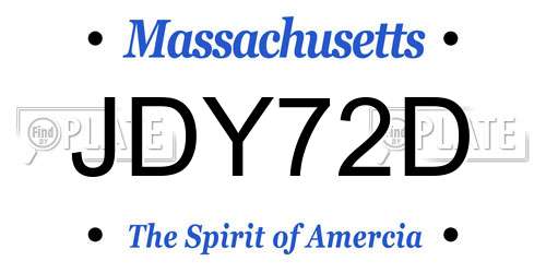 JDY72D Massachusetts License Plate
