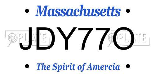 JDY77O Massachusetts License Plate
