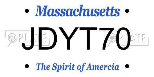 JDYT70 Massachusetts License Plate
