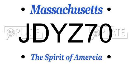 JDYZ70 Massachusetts License Plate