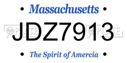 JDZ7913 Massachusetts License Plate