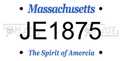 JE1875 Massachusetts License Plate