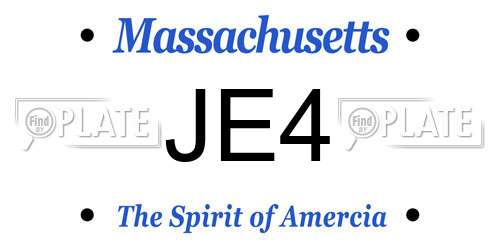 JE4 Massachusetts License Plate