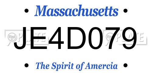 JE4D079 Massachusetts License Plate
