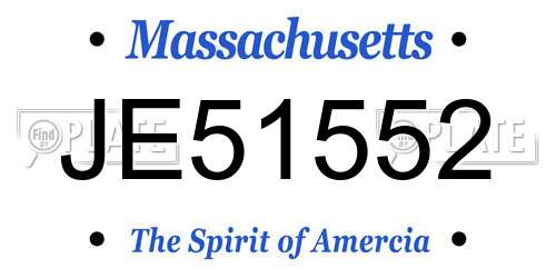 JE51552 Massachusetts License Plate