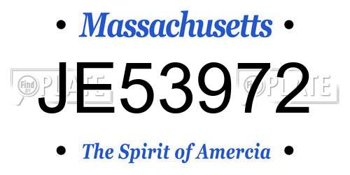 JE53972 Massachusetts License Plate