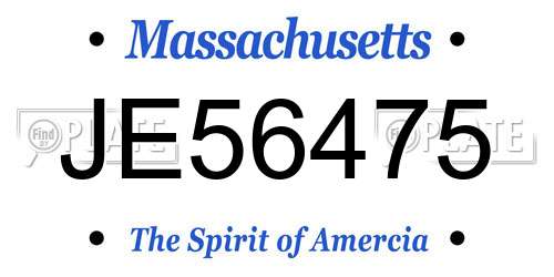 JE56475 Massachusetts License Plate