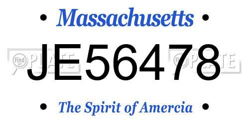 JE56478 Massachusetts License Plate
