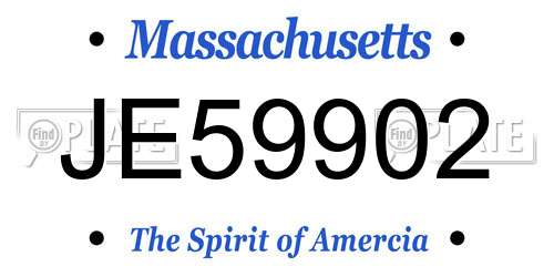 JE59902 Massachusetts License Plate