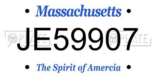 JE59907 Massachusetts License Plate