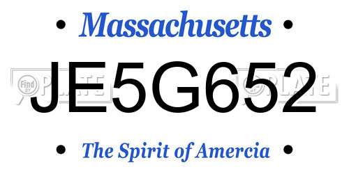 JE5G652 Massachusetts License Plate