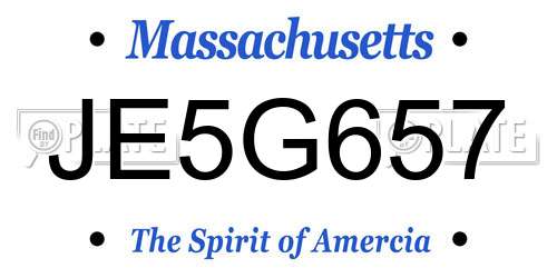 JE5G657 Massachusetts License Plate