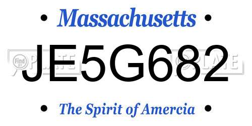 JE5G682 Massachusetts License Plate