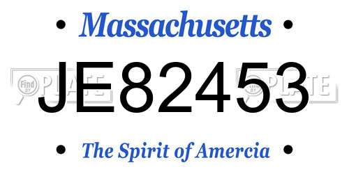 JE82453 Massachusetts License Plate