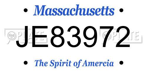 JE83972 Massachusetts License Plate