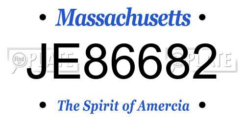 JE86682 Massachusetts License Plate
