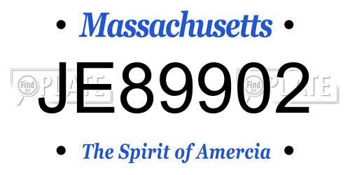 JE89902 Massachusetts License Plate