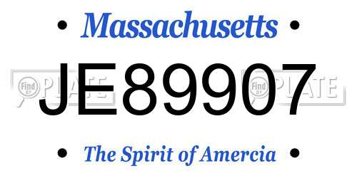 JE89907 Massachusetts License Plate