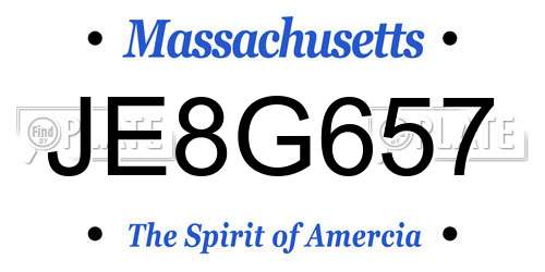 JE8G657 Massachusetts License Plate