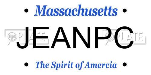 JEANPC Massachusetts License Plate