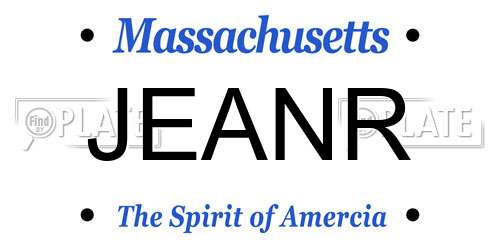 JEANR Massachusetts License Plate