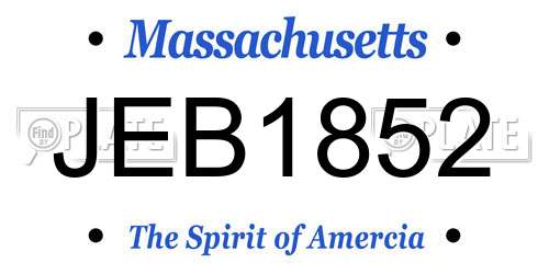 JEB1852 Massachusetts License Plate