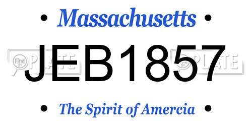 JEB1857 Massachusetts License Plate