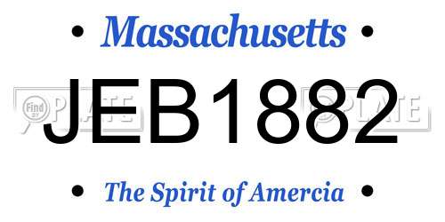JEB1882 Massachusetts License Plate