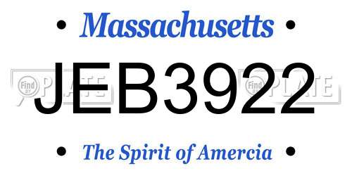 JEB3922 Massachusetts License Plate