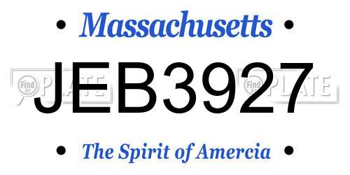 JEB3927 Massachusetts License Plate