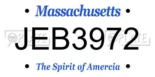 JEB3972 Massachusetts License Plate