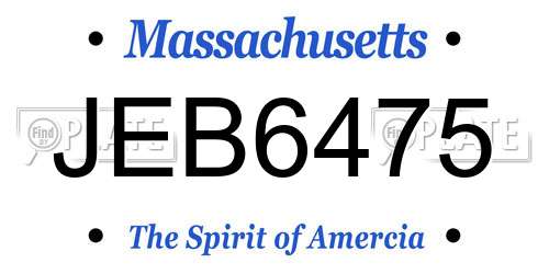 JEB6475 Massachusetts License Plate