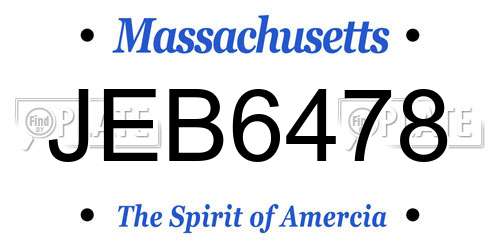 JEB6478 Massachusetts License Plate