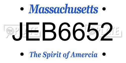 JEB6652 Massachusetts License Plate