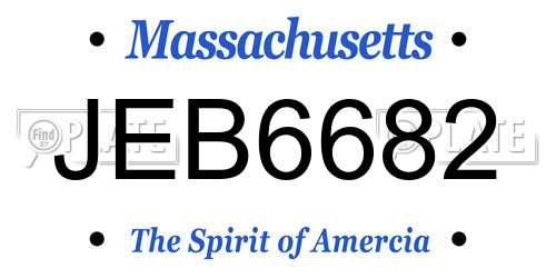 JEB6682 Massachusetts License Plate