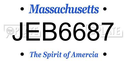 JEB6687 Massachusetts License Plate