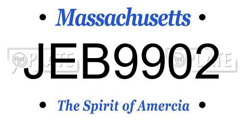 JEB9902 Massachusetts License Plate