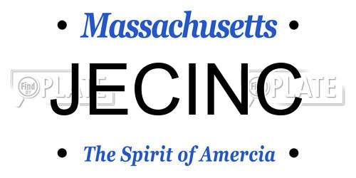 JECINC Massachusetts License Plate