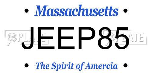 JEEP85 Massachusetts License Plate