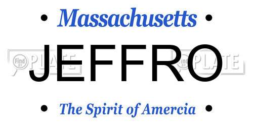 JEFFRO Massachusetts License Plate