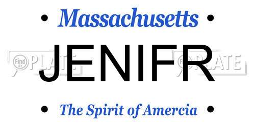 JENIFR Massachusetts License Plate