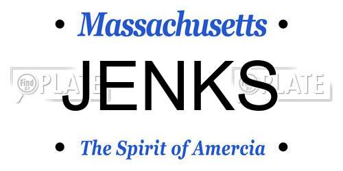 JENKS Massachusetts License Plate