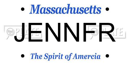 JENNFR Massachusetts License Plate