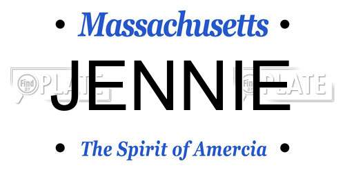 JENNIE Massachusetts License Plate