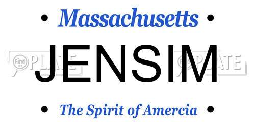 JENSIM Massachusetts License Plate