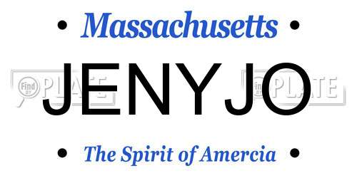 JENYJO Massachusetts License Plate
